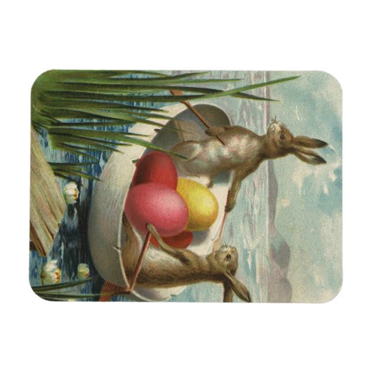  paaskonijntjes in een boot met paaseieren magneet (Horizontaal)