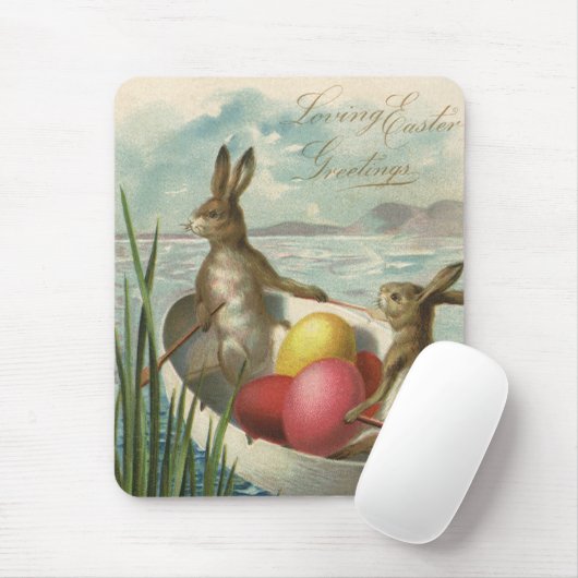  paaskonijntjes in een boot met paaseieren muismat (Met muis)