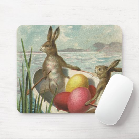  paaskonijntjes in een boot met paaseieren muismat (Met muis)