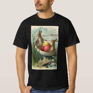 paaskonijntjes in een boot met paaseieren t-shirt