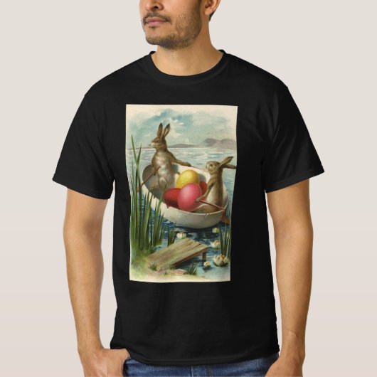 paaskonijntjes in een boot met paaseieren t-shirt (Voorkant)
