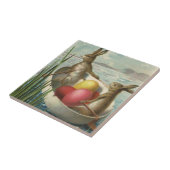  paaskonijntjes in een boot met paaseieren tegeltje (Zijkant)