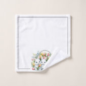 Paaskonijntjes met mand en tulpen bad handdoek (Wasdoekje)