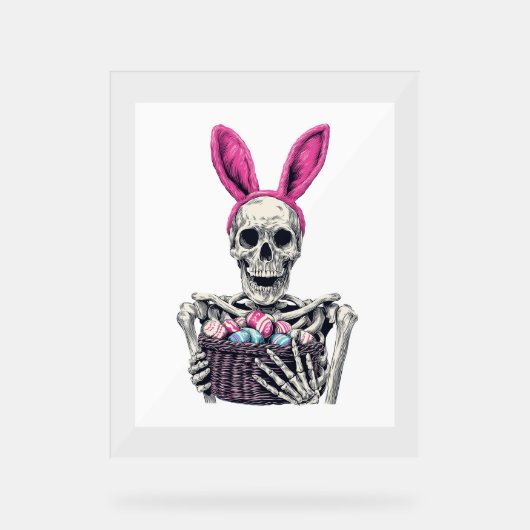 Paaskop - Funny Bunny Skeleton Acryl Bord (Voorkant)