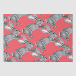 Paaskoraal grijs konijn dierlijk patroon tissuepapier