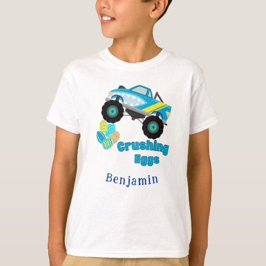 Paaskraag Kinderen Blauwe vrachtwagen T-shirt (Voorkant)