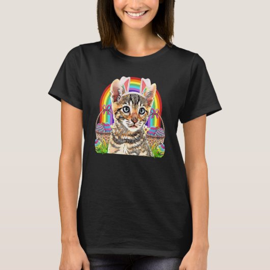 Paaskraan Bunny Egg Hunt Rainbow Cat 2 T-shirt (Voorkant)
