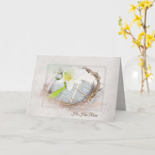 Paaskroon en Bijbel met Lily Kaart (Gele Bloem)