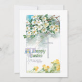 paaskruis, Dogwood Blooms en primroses Feestdagenkaart (Voorkant)