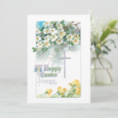 paaskruis, Dogwood Blooms en primroses Feestdagenkaart (Staand voorkant)