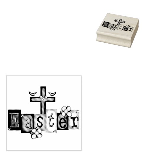 Paaskruis en duiven rubberstempel (Gestempeld)