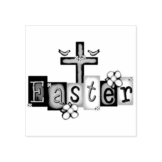 Paaskruis en duiven rubberstempel (Afrduk)