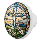 Paaskruis Faux Glas in lood Keramische Knop (Rechts)