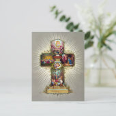  paaskruis feestdag goud briefkaart (Staand voorkant)