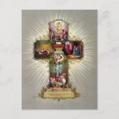  paaskruis feestdag goud briefkaart (Voorkant)