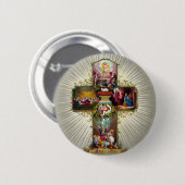  paaskruis feestdag goud ronde button 5,7 cm (Voorkant /achterkant)