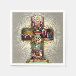 paaskruis feestdag goud servet