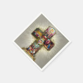 paaskruis feestdag goud servet (Hoek)