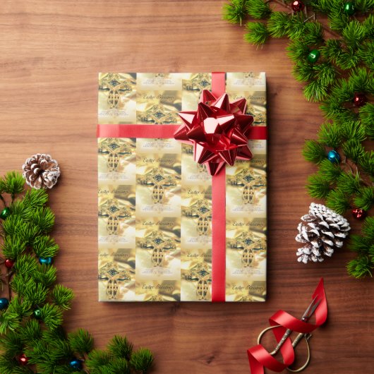 Paaskruis goud - Bijbelvers Cadeaupapier (Feestdagen Geschenken)