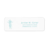 Paaskruis Hij is verrezen pastel Blauwgroen Etiket (Voorkant)