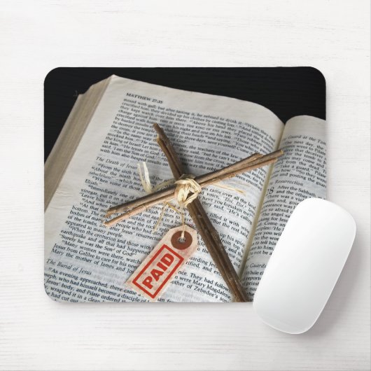 Paaskruis in bijbel muismat (Met muis)