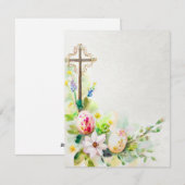 Paaskruis met bloemen en eieren blanco feestdagenkaart (Voorkant / Achterkant)