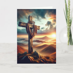 Paaskruis met doornenkroon feestdagen kaart