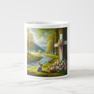 Paaskruis met konijntje & eieren grote koffiekop