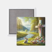 Paaskruis met konijntje & eieren magneet (Voorkant / Achterkant)