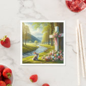 Paaskruis met konijntje & eieren servet (Insitu)