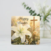 Paaskruis met Lelies Feestdagenkaart (Staand voorkant)