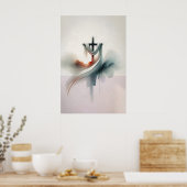 Paaskruis met lijkwade Opstanding Aquarel Poster (Keuken)