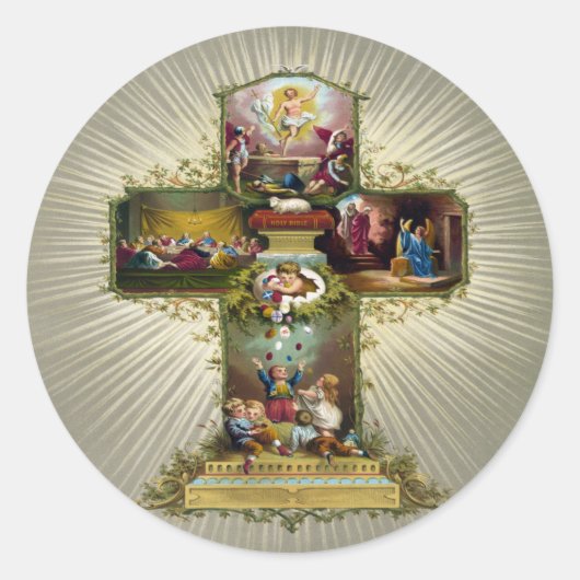 Paaskruis Ronde Sticker (Voorkant)