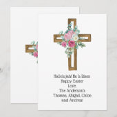 Paaskruis roze Floral Religal Christelijk Feestdagenkaart (Voorkant / Achterkant)