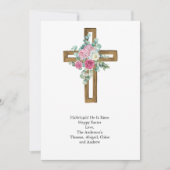 Paaskruis roze Floral Religal Christelijk Feestdagenkaart (Voorkant)