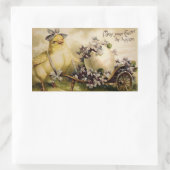  paaskuiken & eierkar rechthoekige sticker (Tas)