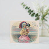 Paaskuiken gekleurd eierparaplu Zee Feestdagenkaart (Staand voorkant)