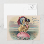 Paaskuiken gekleurd eierparaplu Zee Feestdagenkaart (Voorkant / Achterkant)