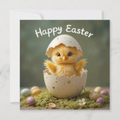 paaskuiken in ei rustiek Happy Easter Kaart (Voorkant)