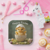 paaskuiken in ei rustiek Happy Easter Papieren Bordje (Feest)