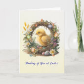 Paaskuiken in Grapevine Krans Kaart (Voorkant)