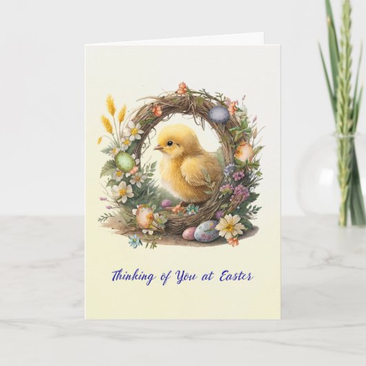 Paaskuiken in Grapevine Krans Kaart (Voorkant)