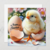 Paaskuiken uit eierschaal feestdagenkaart (Voorkant / Achterkant)