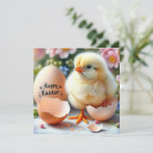 Paaskuiken uit eierschaal feestdagenkaart (Staand voorkant)
