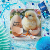 Paaskuiken uit eierschaal papieren bordje (Feest)