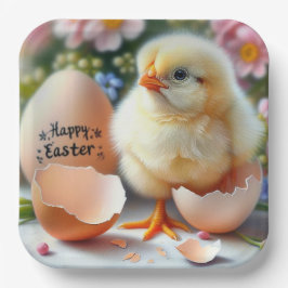 Paaskuiken uit eierschaal papieren bordje