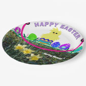 Paaskuikenei gele narcissen papieren bordje (Gekanteld)