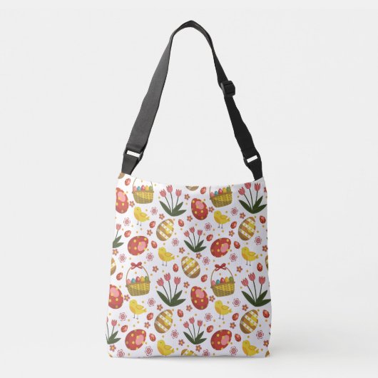 Paaskuikens Bloemen Eieren Viering Crossbody Tas (Voorkant)