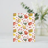 Paaskuikens Bloemen Eieren Viering Feestdagenkaart (Staand voorkant)