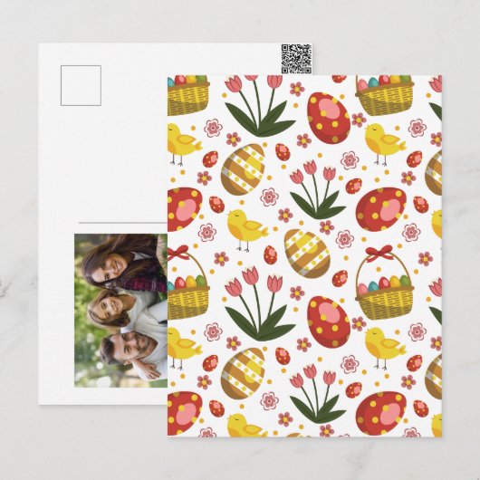 Paaskuikens Bloemen Eieren Viering Feestdagenkaart (Voorkant / Achterkant)